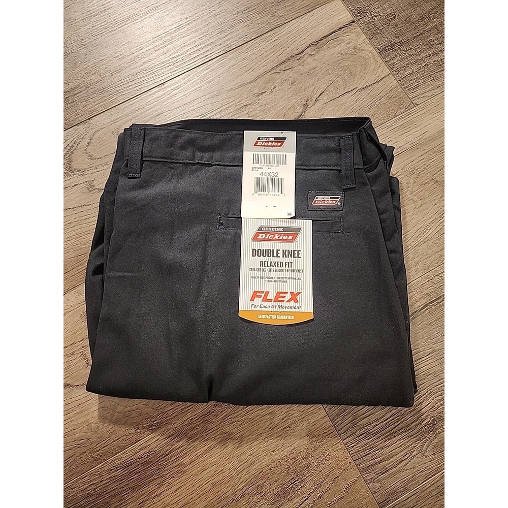Dickies Men's 44 X 32 Double Knee Relaxed Straight Fit Flex Black Work Pant NWT